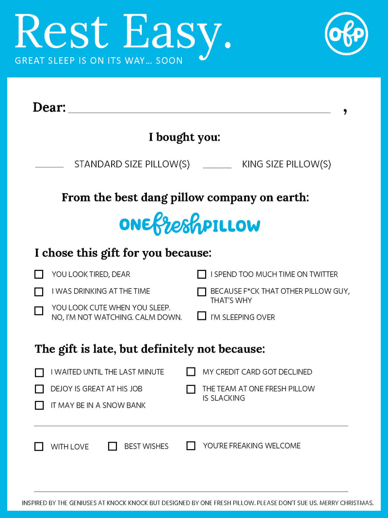 Delayed Gift Delivery Certificate